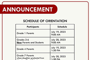 Schedule of Orientation